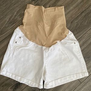 Motherhood Maternity- white jean shorts
